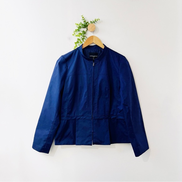 Cynthia Rowley Jackets & Blazers - Cynthia Rowley Dark Blue Zip Up Peplum Jacket